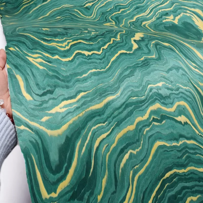 0.5mm Tech Artistic Water Ripple Wood Veneer Peacock Green with Gold Accents for Furniture Walls Panels Custom Millwork 250X58cm