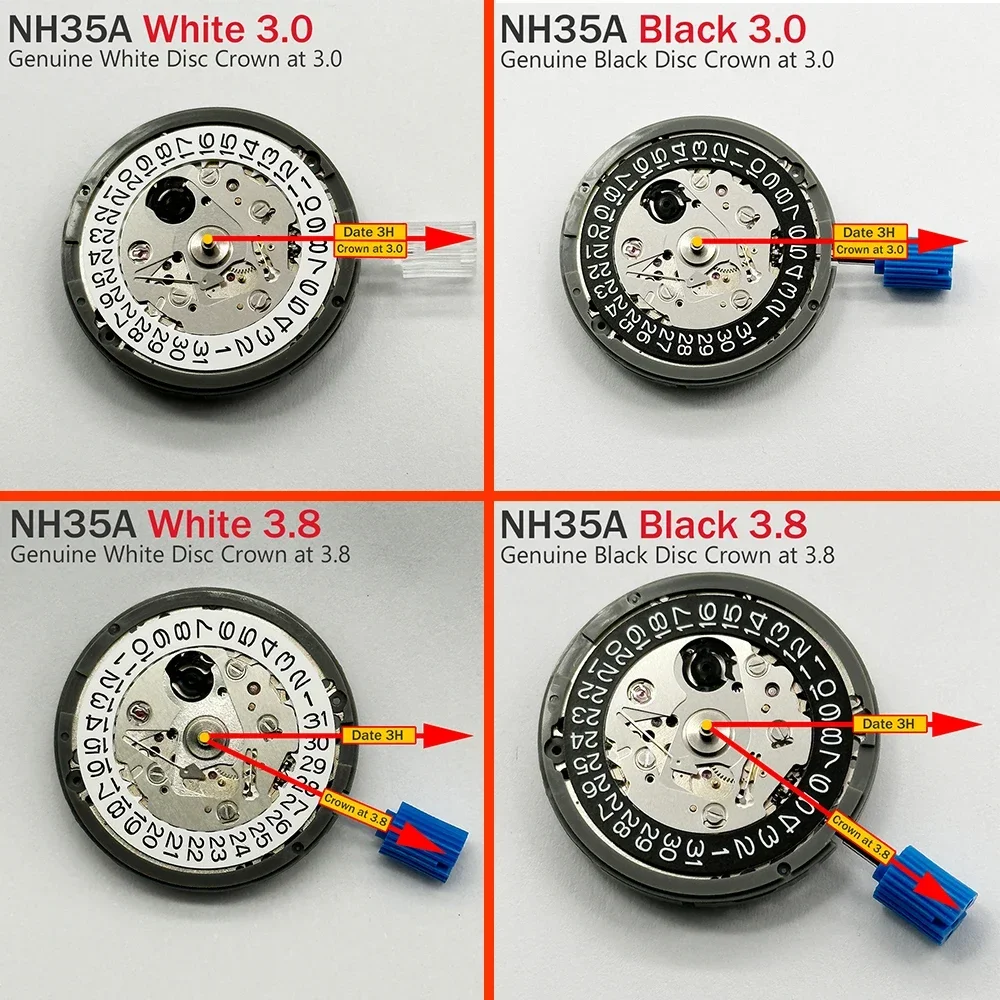 NH35 Movement Crown At 3.8 3 6 Nh35A Color Scale With Black Date Automatic Mechanical Watch Dial Mods Repair Watchmaker