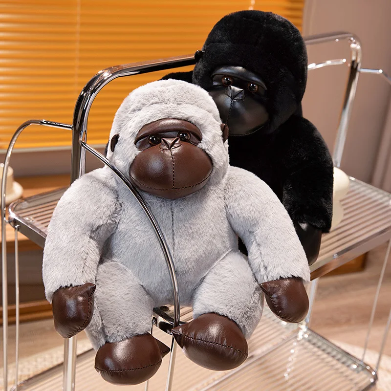 Lifelike Giant Black Gorilla Plush Toy Stuffed Wild Animal Fuzzy Grey Monkey Soft Dolls Wildlife Fluffy Plushie Peluche For Kids