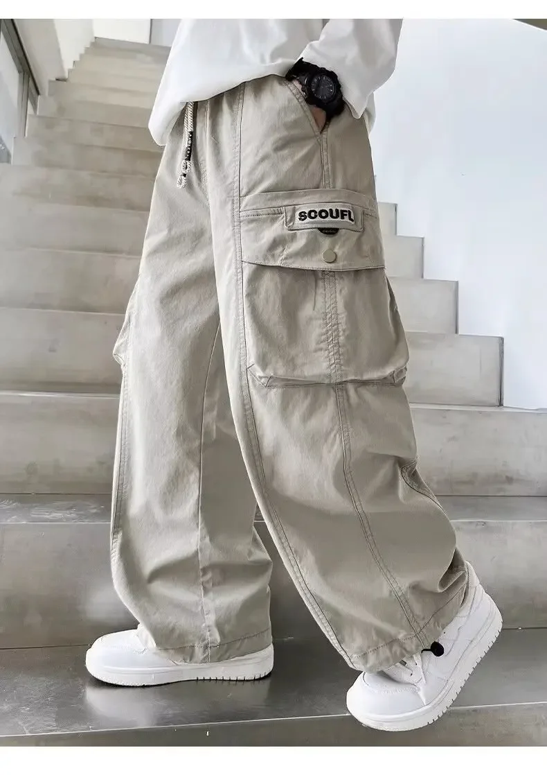 ZOETOPKID Neue Jungen-Freizeithosen Herbst Kinder Lose Baumwoll-Sporthosen Schwarze Hosen für Kinder Frühling Kinderbekleidung – Detail 3