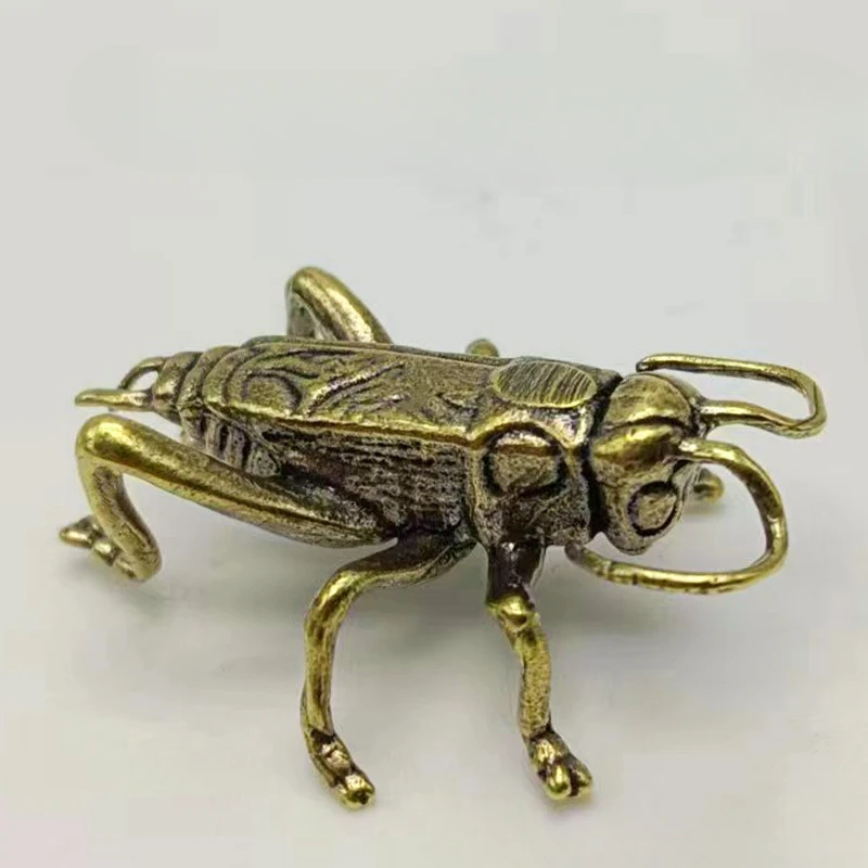 Brass Cricket Figurines Miniatures Desktop Ornaments Tricky Spoof Insect Toy Retro Animal Small Statue Crafts Decorations