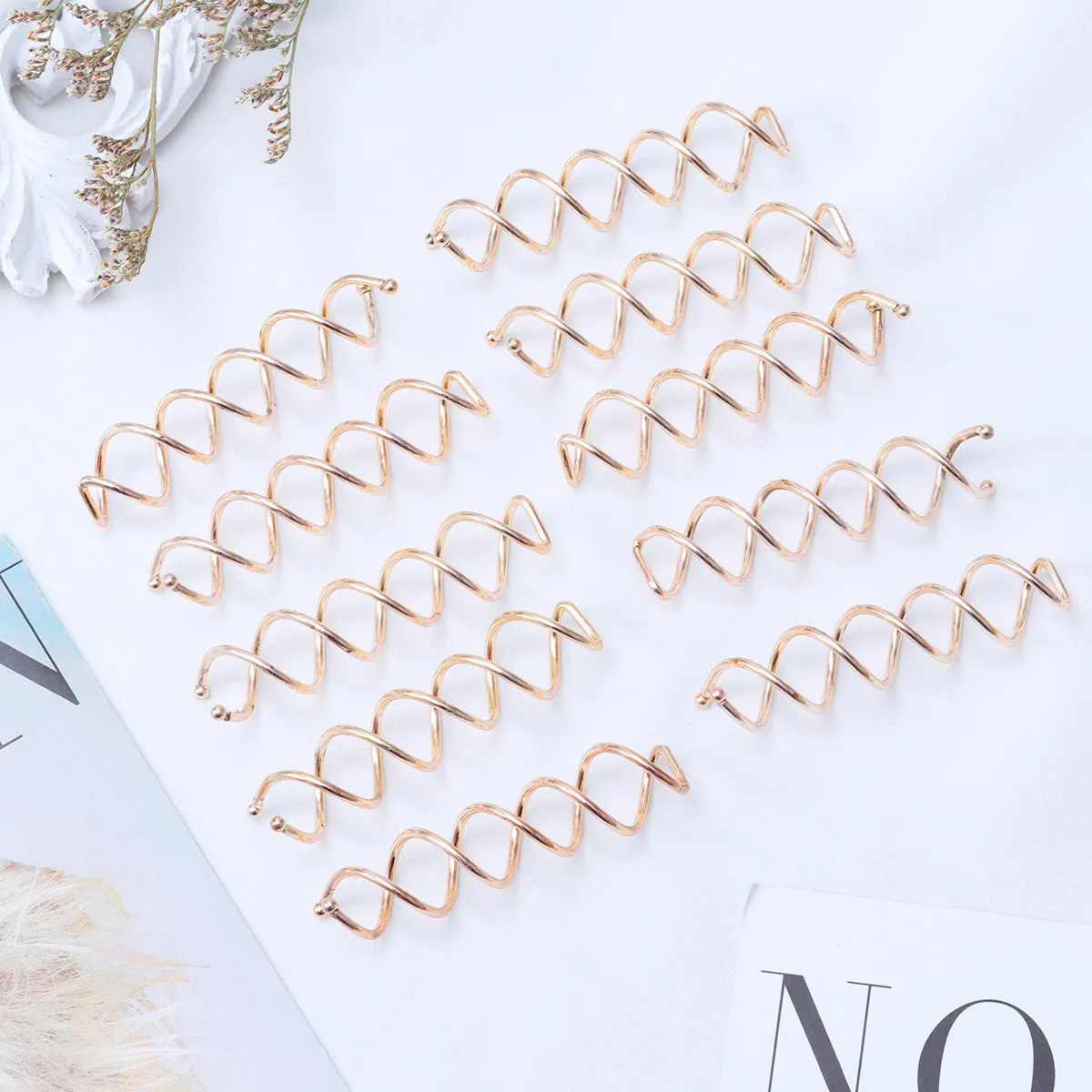 10Pcs Spiral Hair Pins Lightweight Plated Metal Alloy Bun Pins for Long Hair Easy Clockwise Twist All Day Comfort Fit