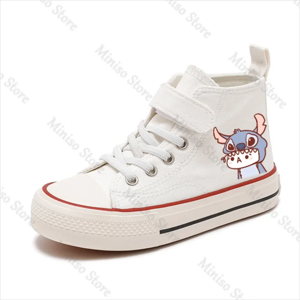 Lilo Stitch  Children High-top Tennis Shoes Cartoon comfort Shoes Kid Canvas Boys Sport Shoes Girls Disney Casual Print Boys