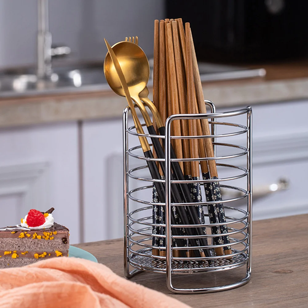 

Stainless Steel Chopstick Storage Holder Large Tableware Drain Basket Kitchen Gadget Chopstick Draining Holder Silver