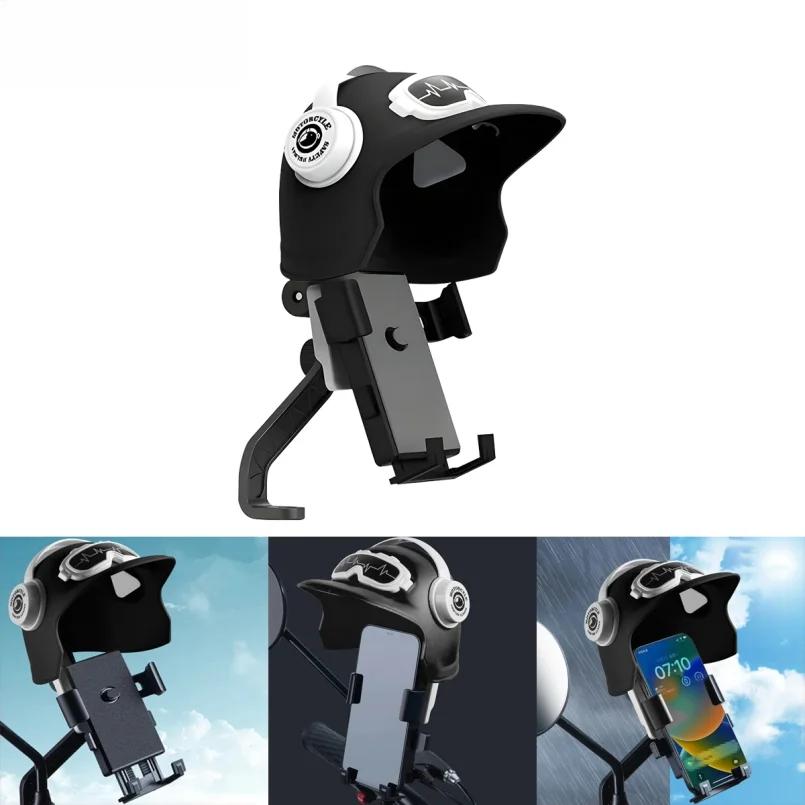 1pc Small Helmet Rider Motorcycle Mobile Phone Holder Electric Bicycle Waterproof Sunshade Navigation Mobile Phone Holder