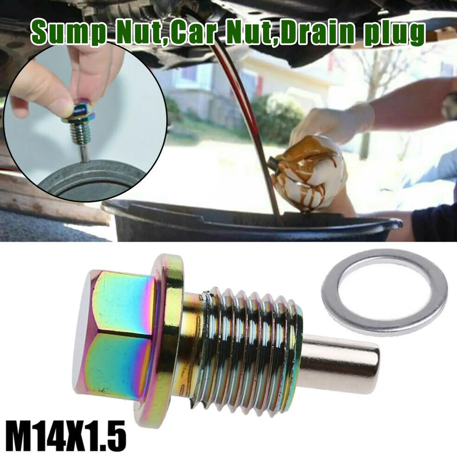 

Universal M14x1.5 Car Engine Magnetic Oil Drain Plug Plug Aluminum Screw Auto Drain Bolt Nut Accessories Oil Modification X7O6