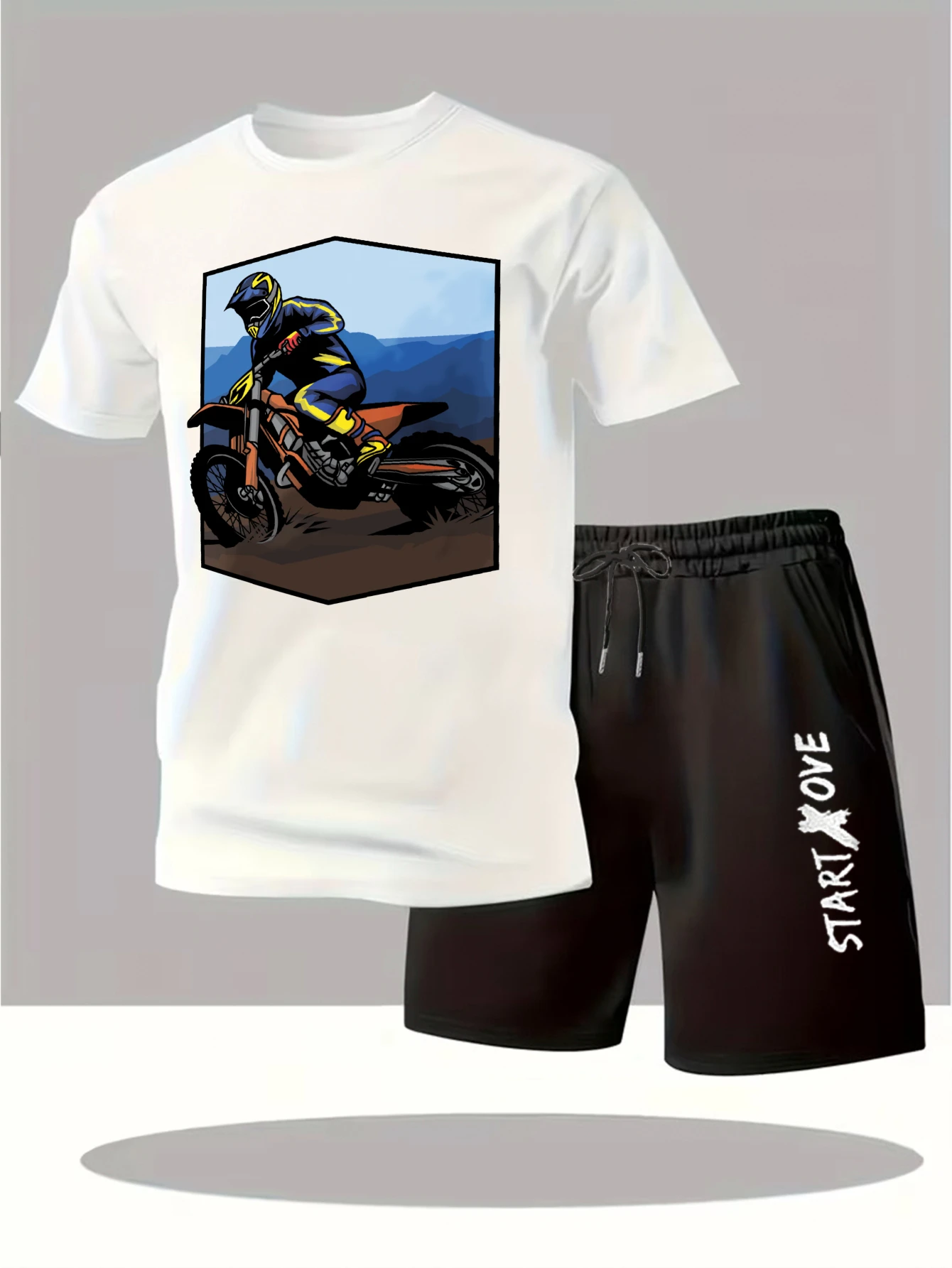 

Мужские комплекты 2025: Новинка! Модный спортивный костюм для мужчин, комплект одежды с графическим принтом, футболка с коротким рукавом и шорты.