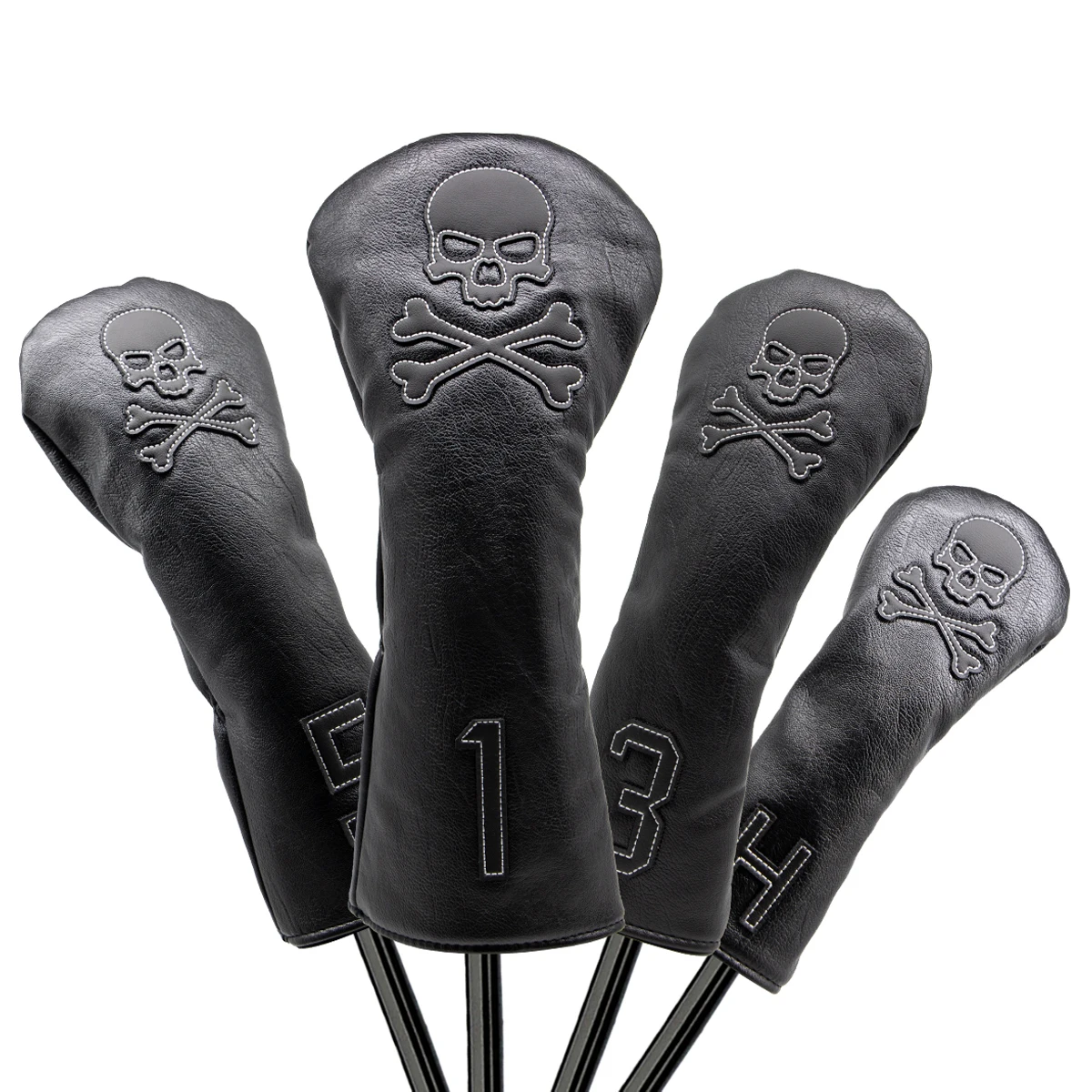 Golf Wood Cover for Driver Fairway Hybrid Golf Club Headcover Set Skull Driver Covers Fairway Wood Cover Hybrid Cover Leather