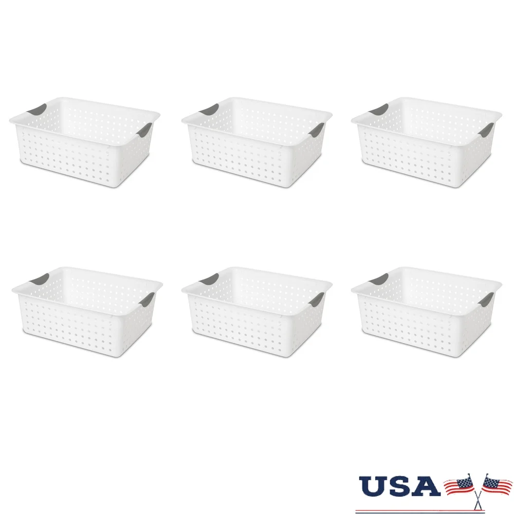 

Large Ultra Plastic Storage Bin 6 Count Versatile Organization Solution Home Office Kitchen Pantry Bathroom Clutter Control