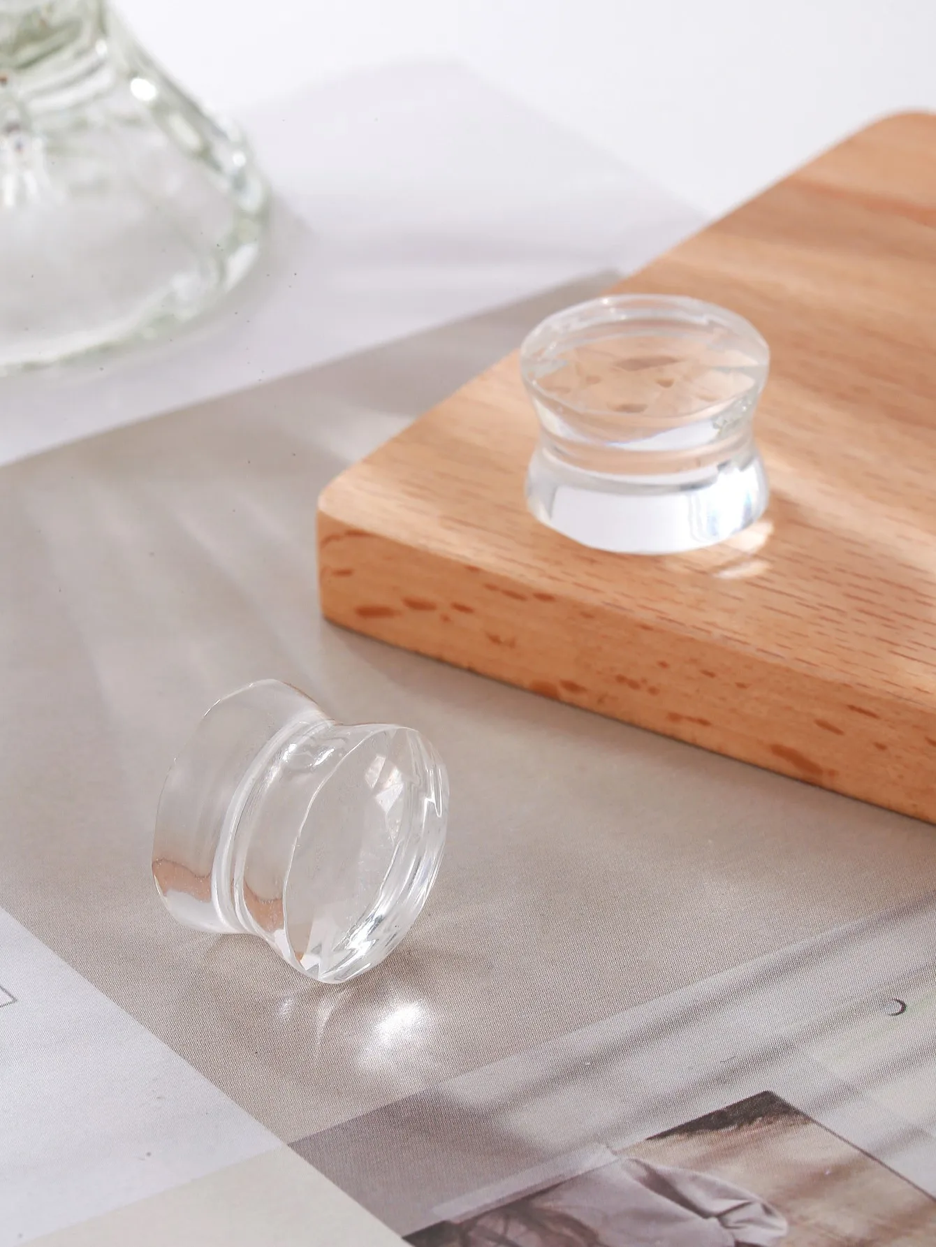 2 Stück klare facettierte Doppel-Flare-Glasstopfen, Ohr-Pearing-Tunnel, Ohr-Expander, Körperschmuck, 6–19 mm – Detail 6