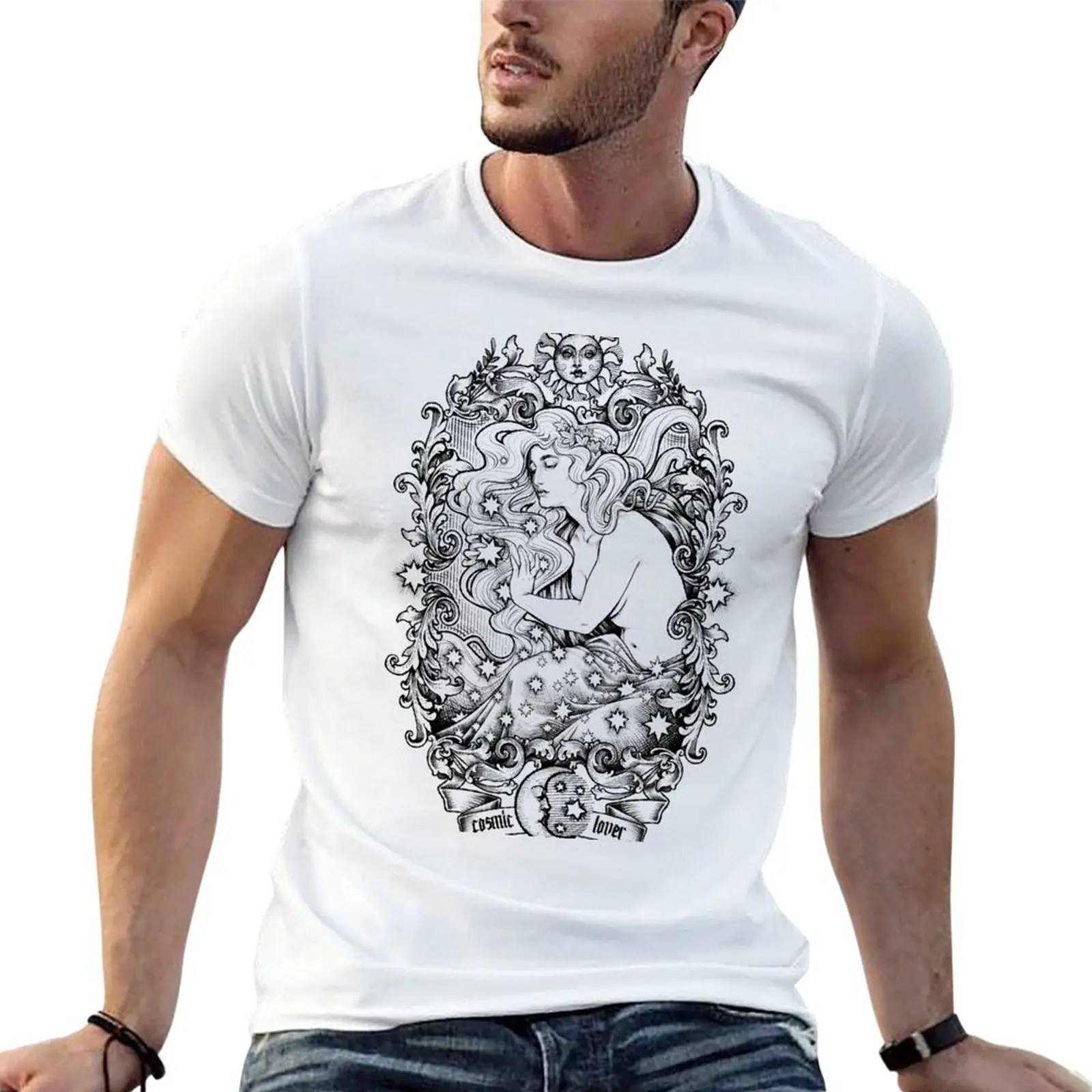 

Cosmic Lovers- ink solo version T-Shirt funny t shirts cotton t shirts for man pack cotton cotton tshirt 100% T-shirt