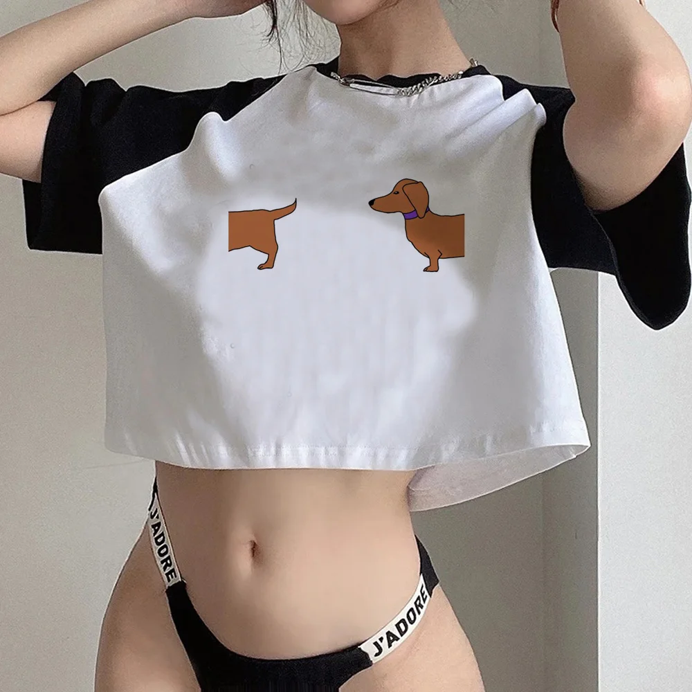 Dachshund gothic  streetwear  aesthetic crop top Female Harajuku trashy gothic  aesthetic cropped