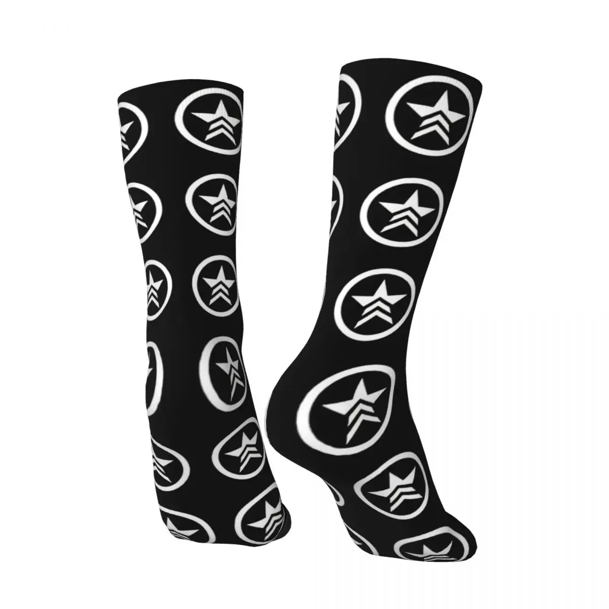 Funny Crazy Sock for Men Renegade Black Hip Hop Harajuku Mass Effect Game Happy Pattern Printed Boys Crew Sock Casual Gift