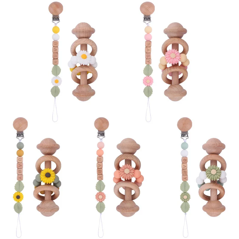 

2ps Baby Personalized Name Pacifier Clips Silicone Daisy Nipple Dummy Holder Infant Feeding Teething Toy Chew Gift Newborn Items