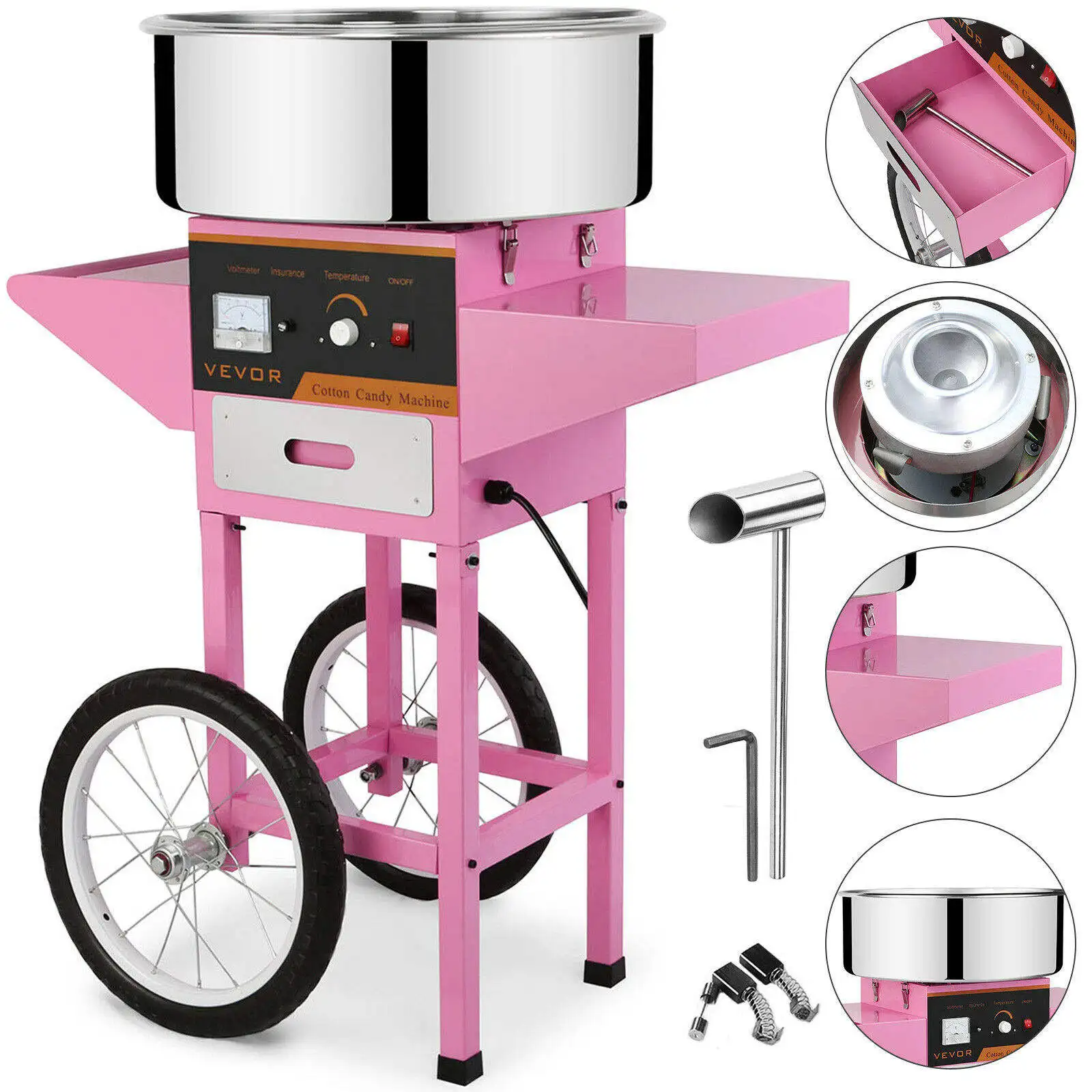 

Commercial cotton candy machine fully automatic with trolley electric cotton candy fancy color sugar drawing