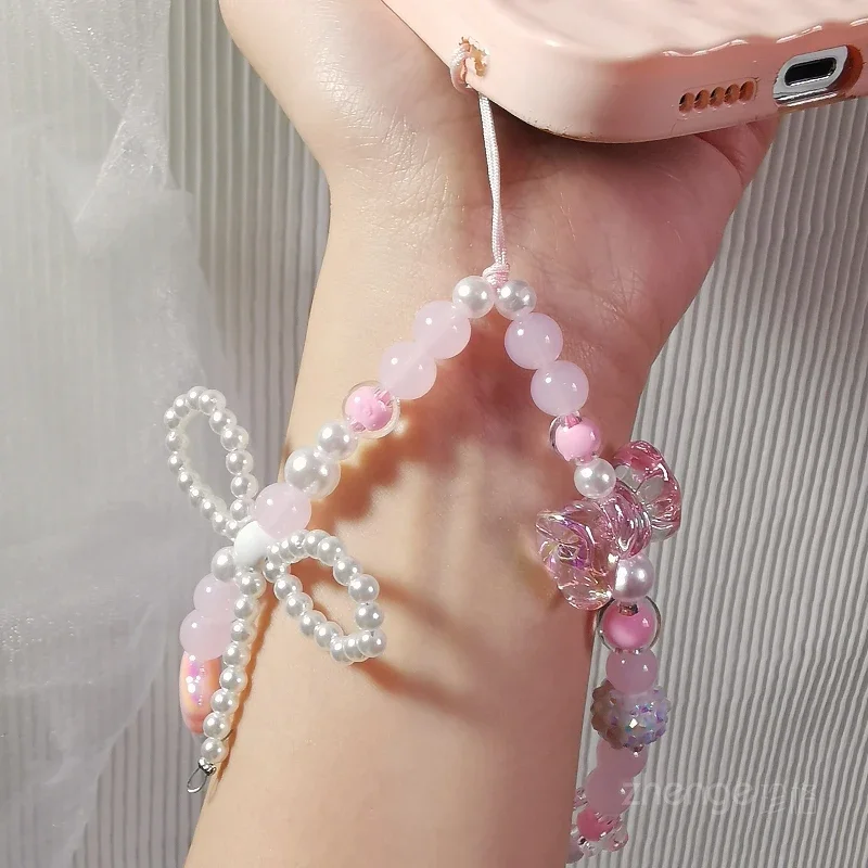 

Короткий браслет с жемчужным бантом и бисером на запястье, летняя ручная подвеска в форме сердца для девушек, искусственное украшение ручной работы