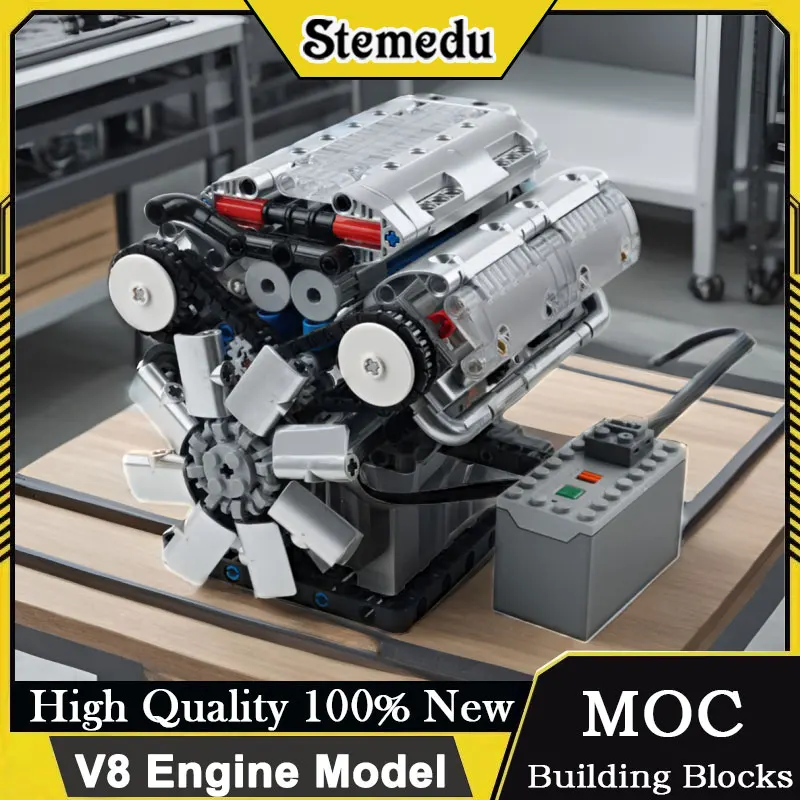 

Mold King 10088 V8 Модель двигателя 535 шт. Моторизованный строительный комплект Технические детали DIY Моделирование для любителей автомобилей STEM Образование