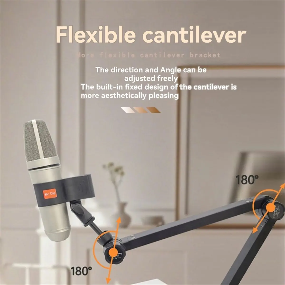 

Microphone Stand Arm Holder Boom Desk Arm Mic Holder, with Microphone Upgraded Clip, Suitable for Under 1.5kg Microphone