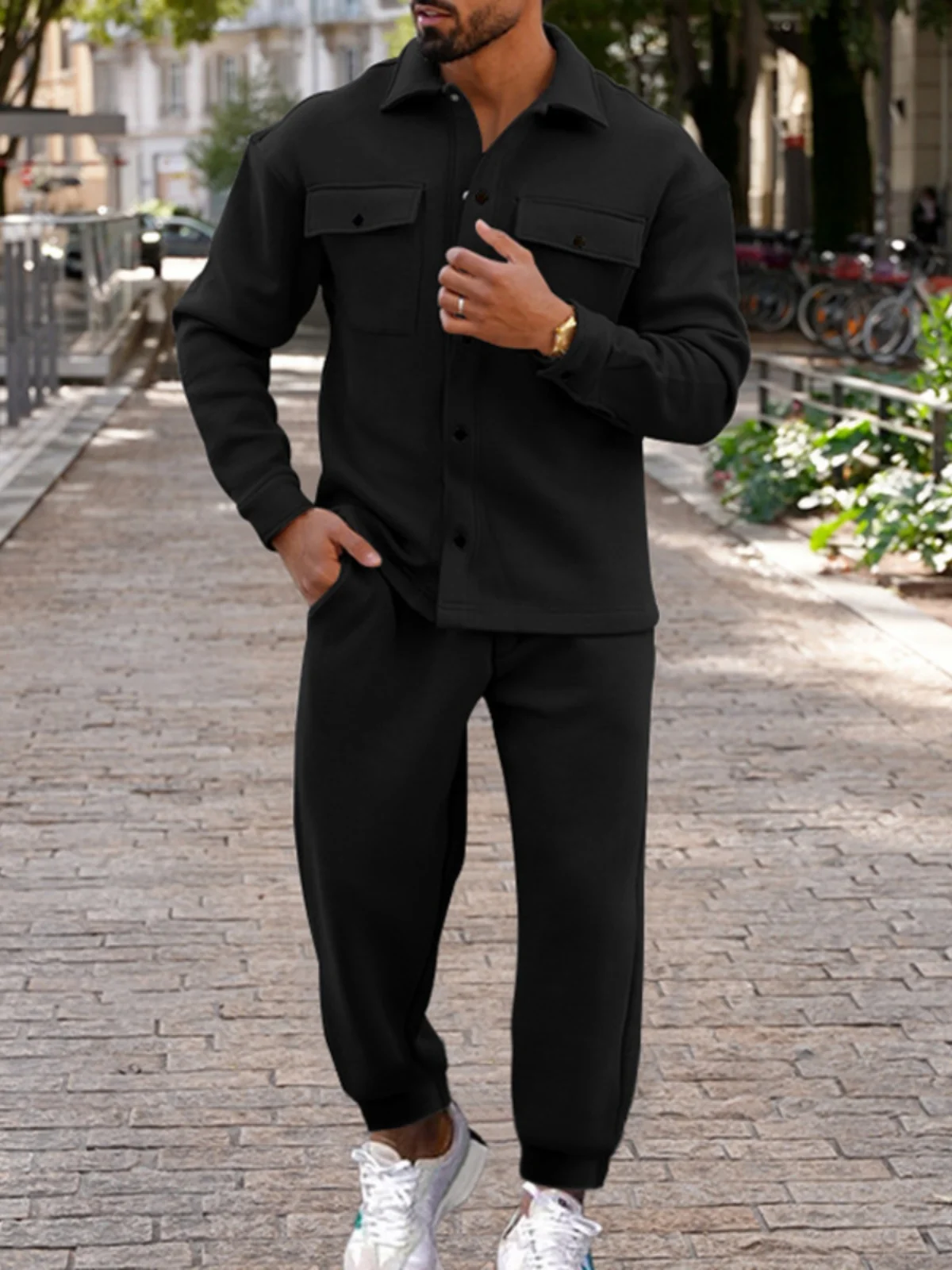 

Faionable Мужской осенне-зимний приталенный костюм-двойка на одной пуговице, повседневная спортивная одежда, хлопковые длинные брюки Sve irt