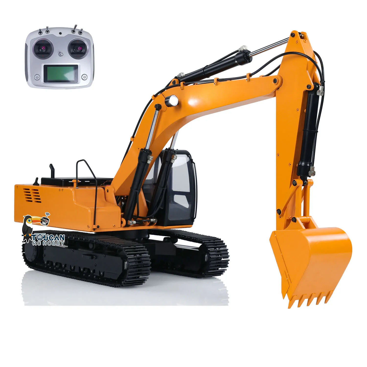 1/12 Hydraulic Excavator Painted Assembled RC Model Pump Tracks Servo Motor ESC I6S Remote Controller Light Radio System Metal Plastic Model