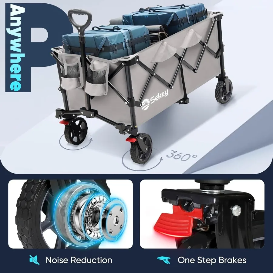 Collapsible Foldable Wagon with 330lbs Weight Capacity for Heavy Duty Outdoor Use Features Big AllTerrain Wheels and Integrated