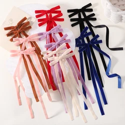 2pcs Vintage Big Large Velvet Bow Hairpins Barrettes Women Girls Wedding Long Ribbon Korean Hair Clip Hairgrip Hair Accessories