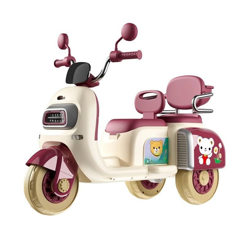 

Children's electric motorcycle remote control tricycle double seat adult toy car boys and girls baby charging stroller