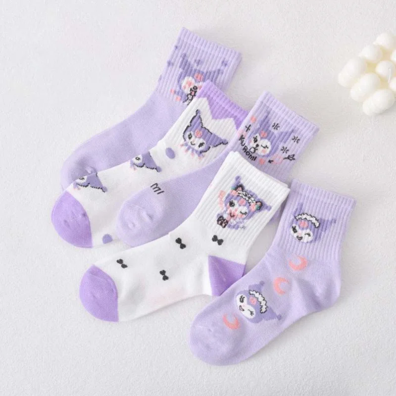 

kawaii Sanrio Kuromi Children Socks Autumn and Winter Students' Sports Socks Men's and Women's Cartoon Cute Warm Cotton Socks