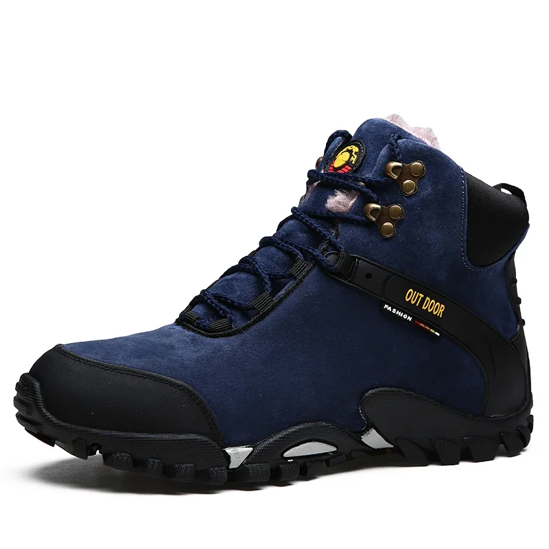 New Genuine Leather Boot Men Boots Fashion High Quality Winter Plush Snow Ankle Boots For Men's Warm Boots Ankle Work Shoes