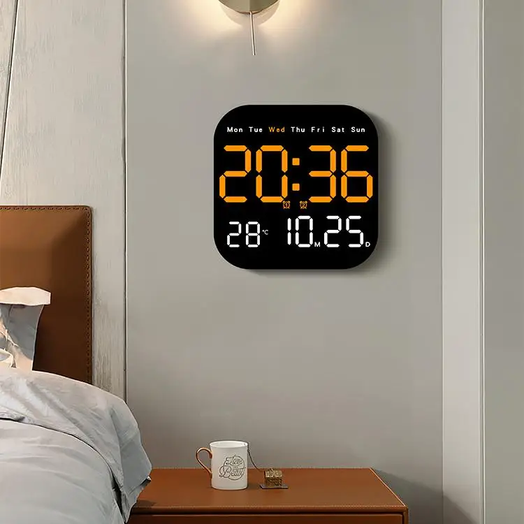 Simple Large Screen Digital Display Clock Multi Functional LED Square Electronic Clock Can Be Hung or Erected