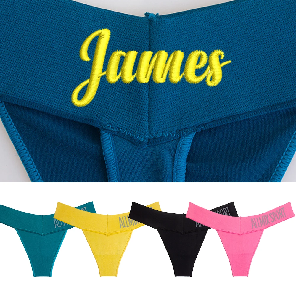 Custom Thong With Name Embroidery Thongs Personalized Thongs Seamless Panties Underwear Briefs Lingerie Fitness Tanga Yoga