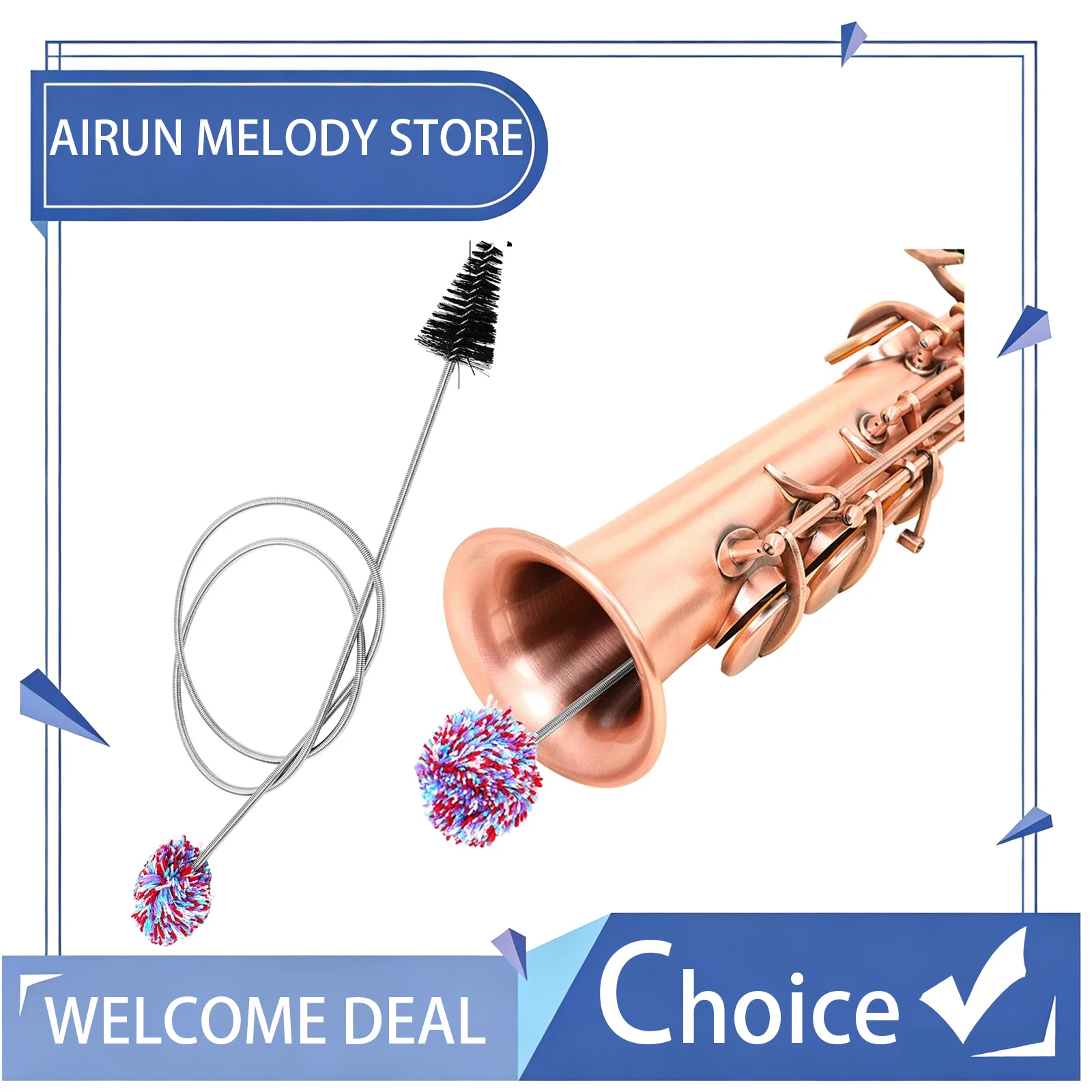 Saxophone Professional Cleaning Brush Nylon Brush Cotton Thread Brush Double Headed Trumpet Trombone Instrument Cleaning
