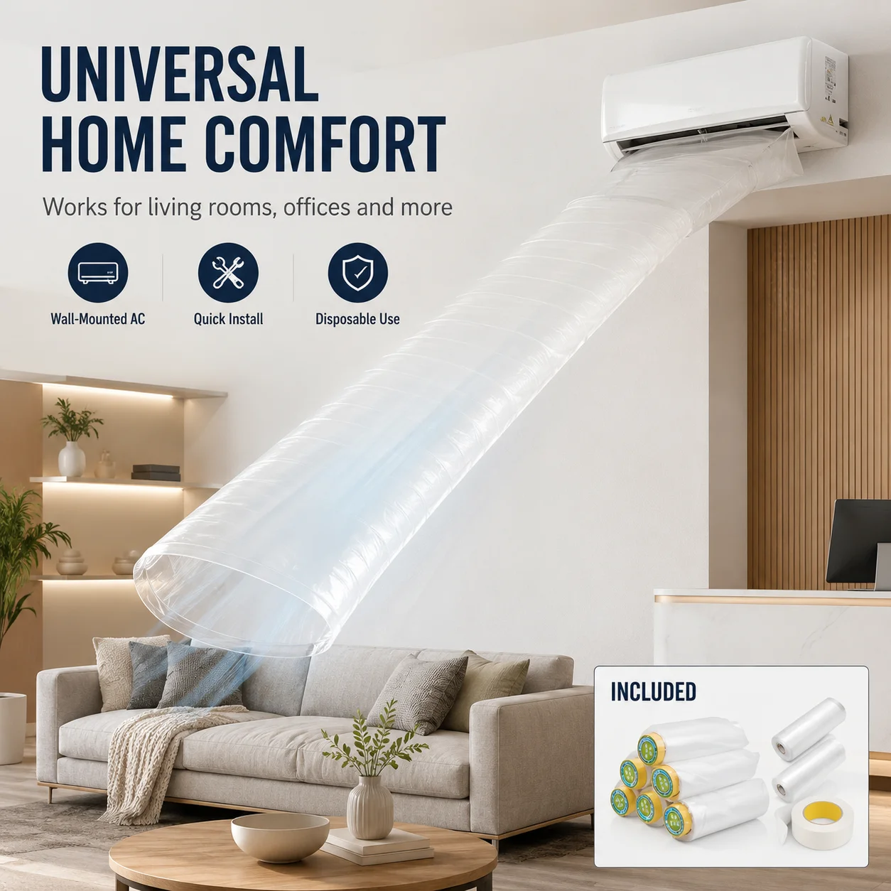 Versatile AC Blowing Bag Air Conditioner Blower Hose Duct for Home Bedroom Nursery Office Living Room Apartment Garage Use