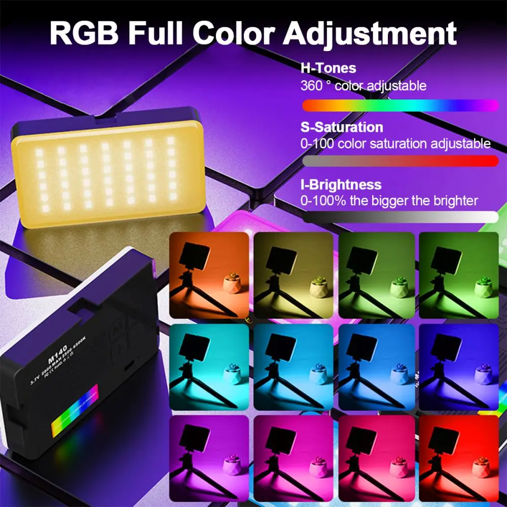 Led Light Photography M140 RGB Video Light Selfie Photo Studio Lighting 2000mAh High Endurance Battery for Camera Phone