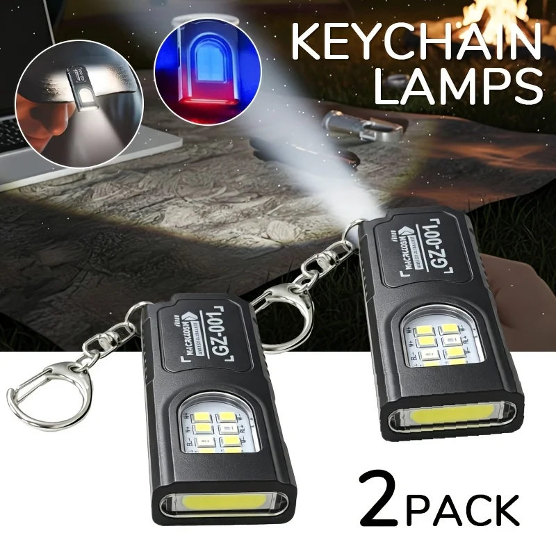 Leistungsstarke Mini COB LED Schlüsselanhänger-Taschenlampe USB-C Wiederaufladbare Hängende Arbeitsleuchte Wasserdichte Schlüsselring-Camping-Wander-Taschenlampe