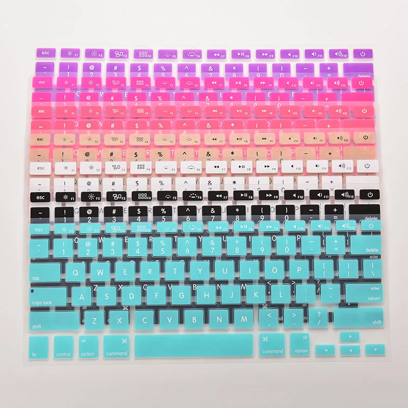 1pc Colorful Silicone Keyboard Cover Sticker For Macbook Air 13 Pro 13 15 17 Protector Sticker Film 28.7*11.9cm Keyboard Skin