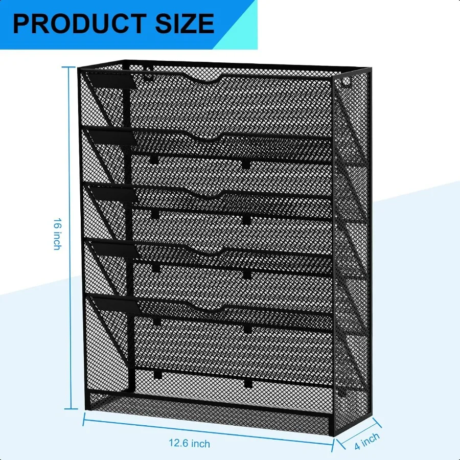 منظم ملفات معلق على الحائط مكون من 6 طبقات مثبت على الحائط وحامل ورق البريد ومنظمة المستندات وحامل مجلة مكتب عمودي Rac