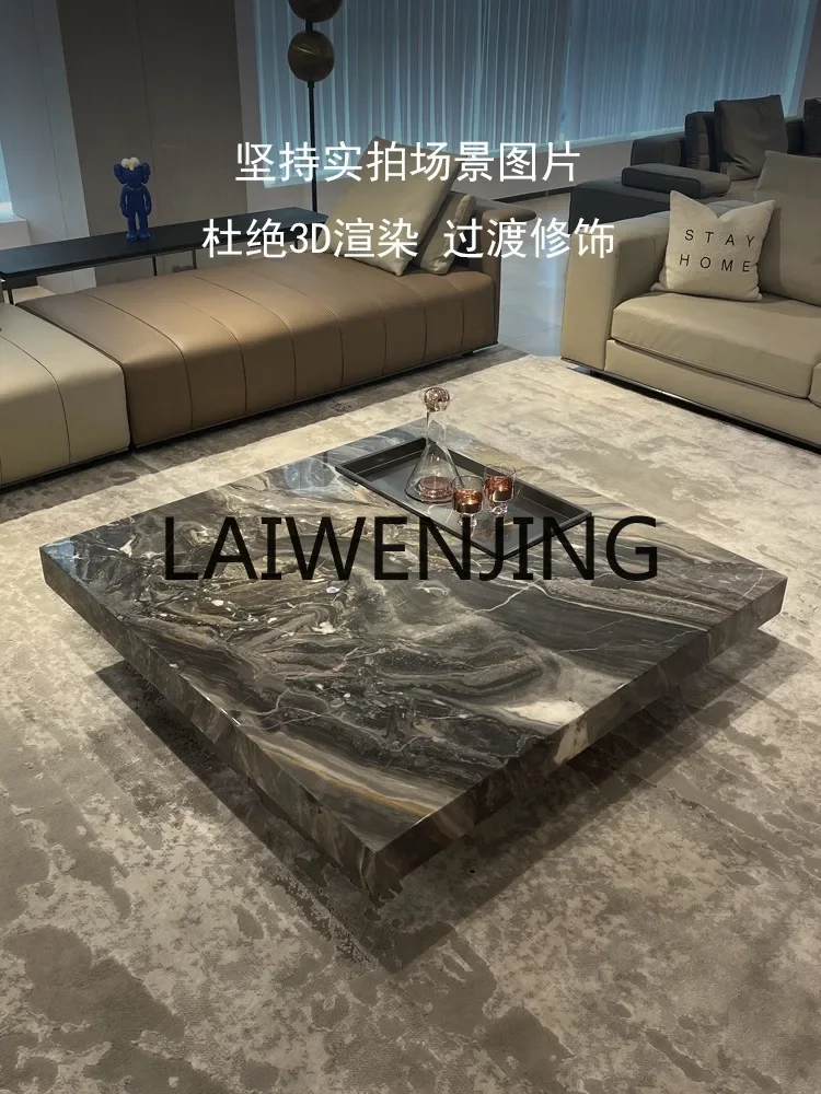 Italian Minimalist Light Luxury Stone Plate Coffee Table Marble Living Room Home Square High-Grade