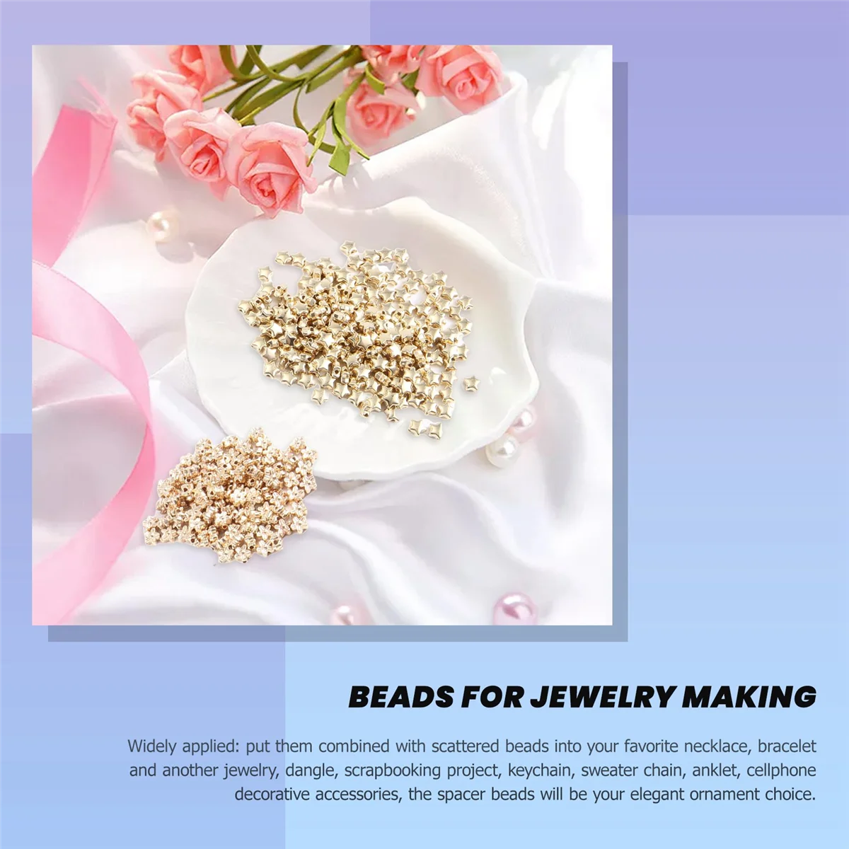 1200 Pieces Spacer Beads Set for Bracelet Earring Necklace Jewelry Making(6 Different Shapes)