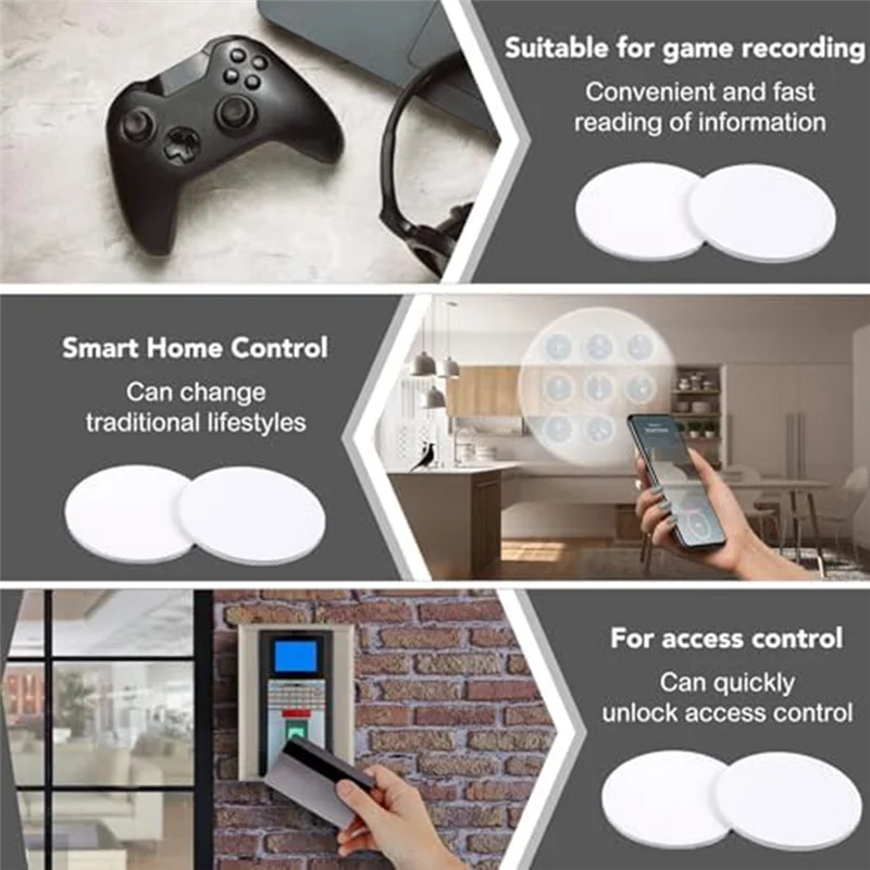 IDUD 60 قطعة NFC Tagntag 215 NFC ملصق رقاقة مستديرة NFC علامة إعادة الكتابة بطاقة NFC لزجة الظهر NFC تمكين جهاز الهاتف الخليوي دائم