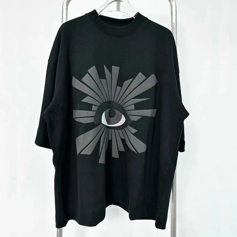 

Black White Grey House Of Errors T Shirts Men Woman Chaopai The Eye Of Truth Foaming Printing Loose Short Sleeve Top Tee