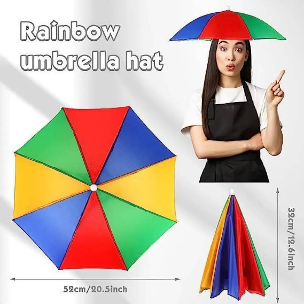 1PC Fishing Umbrella Hat Sun-Rain Umbrella Hat Adjustable Sun Protection Umbrella Hat 52CM Adult And Child Folding Hat With Band