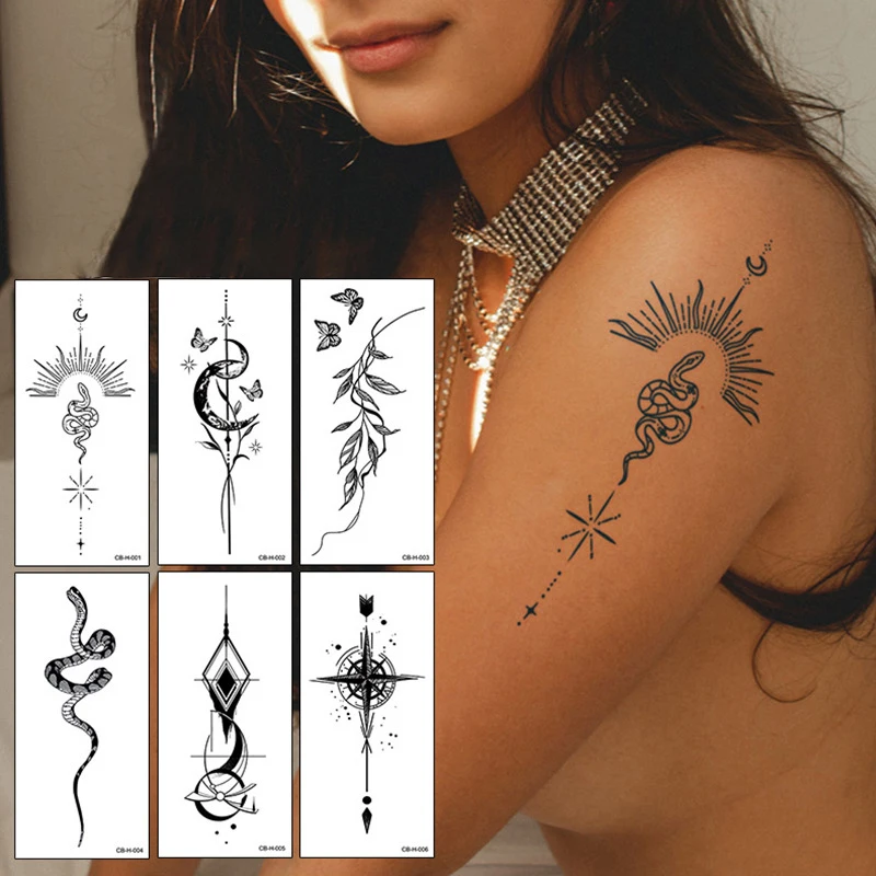 1 Sheet Herbal Juice Semi Permanent Tattoo Stickers Body Decoration Makeup Temporary Forearm Tattoo Stickers