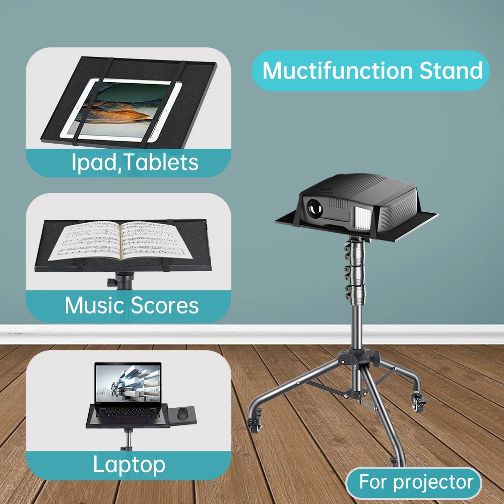 Image of 90/125/145cm Projektor-Stativ Laptop-Stativ Höhenverstellbar 23 bis 63cm Stehpult Outdoor-Computertisch-Ständer Studio
