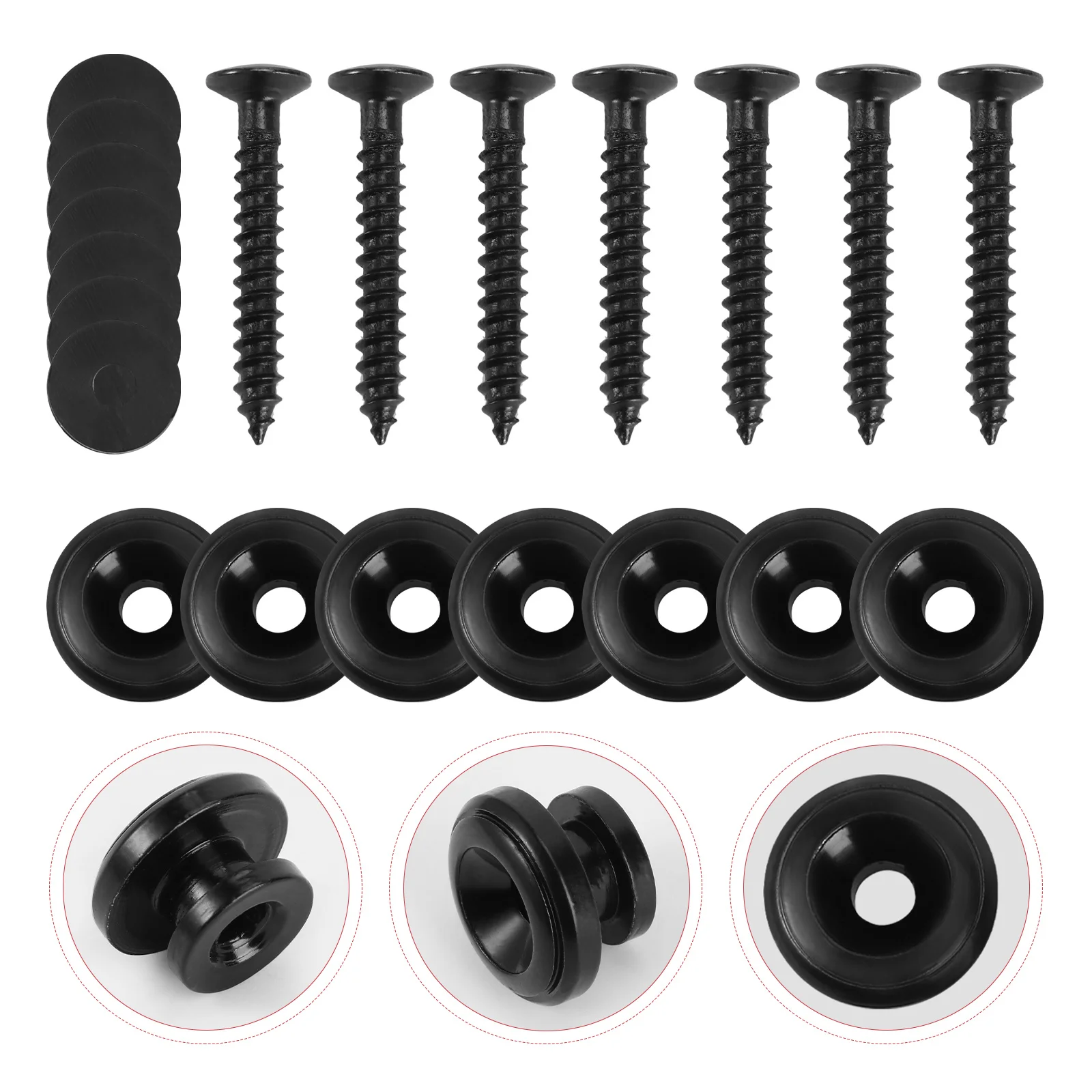 

7pcs Folk Belt Buckle Black Acoustic Guitar Belt Fixator Scratch Proof Screw Bolt For Guitar Accessories Instrument Parts