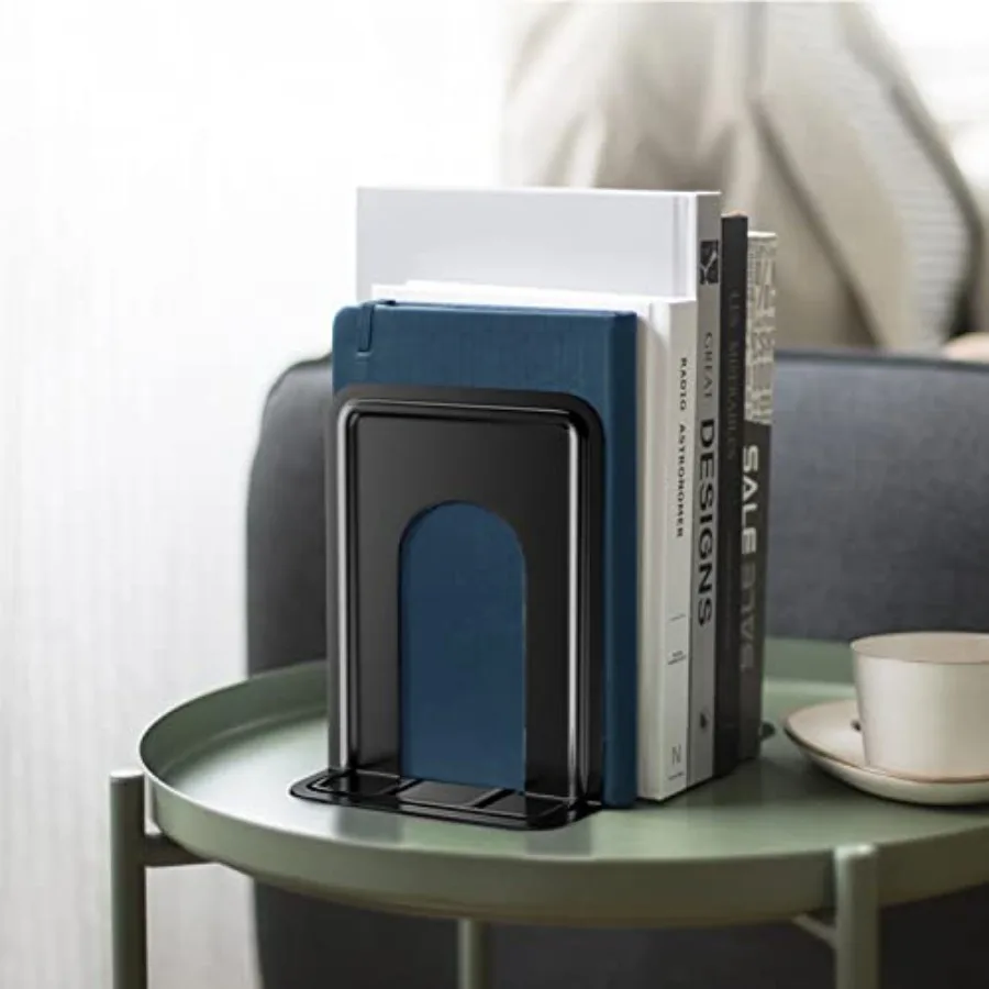 Matte Painted Book Ends, Heavy Duty and Sturdy Bookends for Shelves Office Non-Skid Metal Book End Stopper for Books/CDs/DVDs,