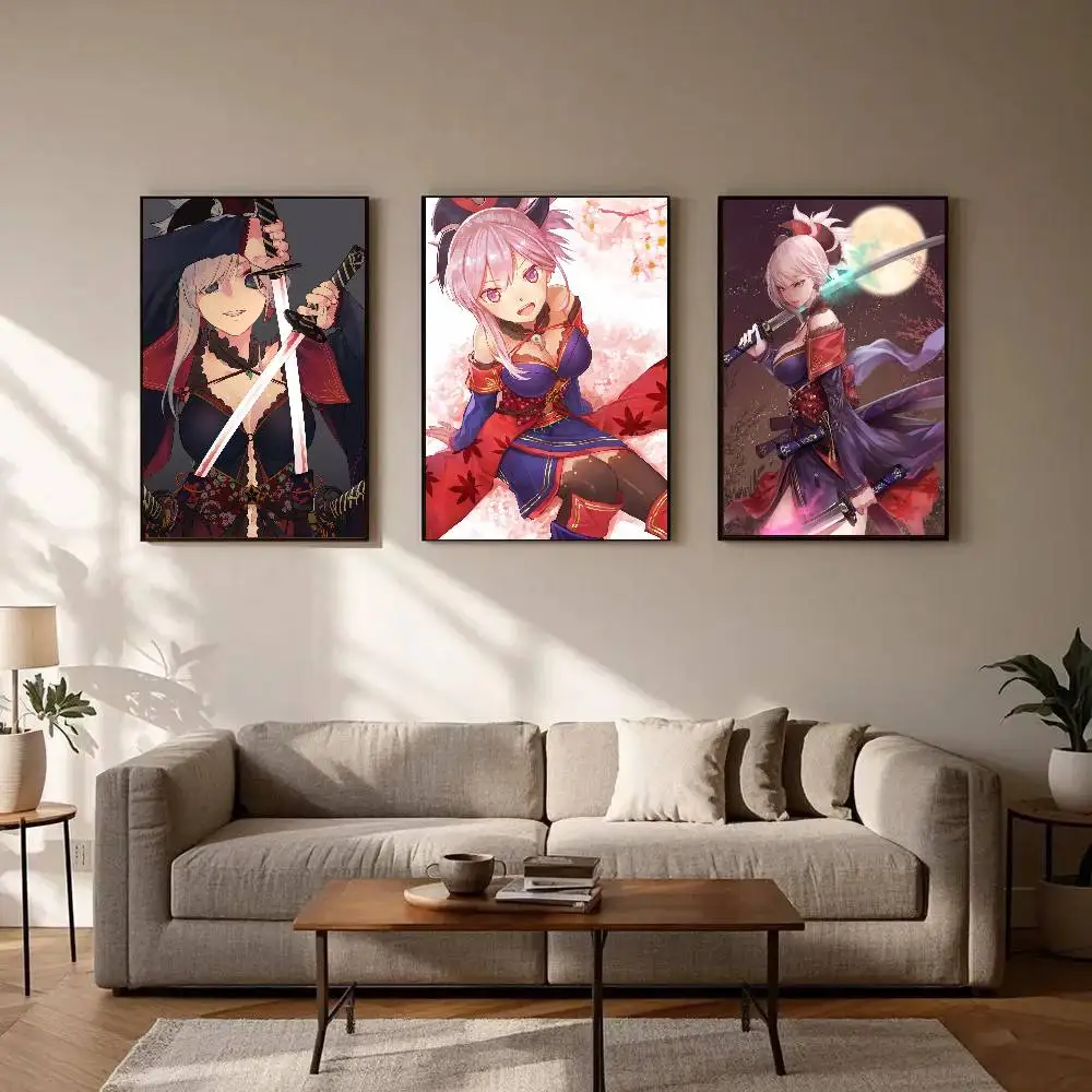 Miyamoto Musashi Anime Fate Posters Living Room Bar Cafe Quality Canvas Vintage Style Comics Painting Art Home Wall Decor Pictu