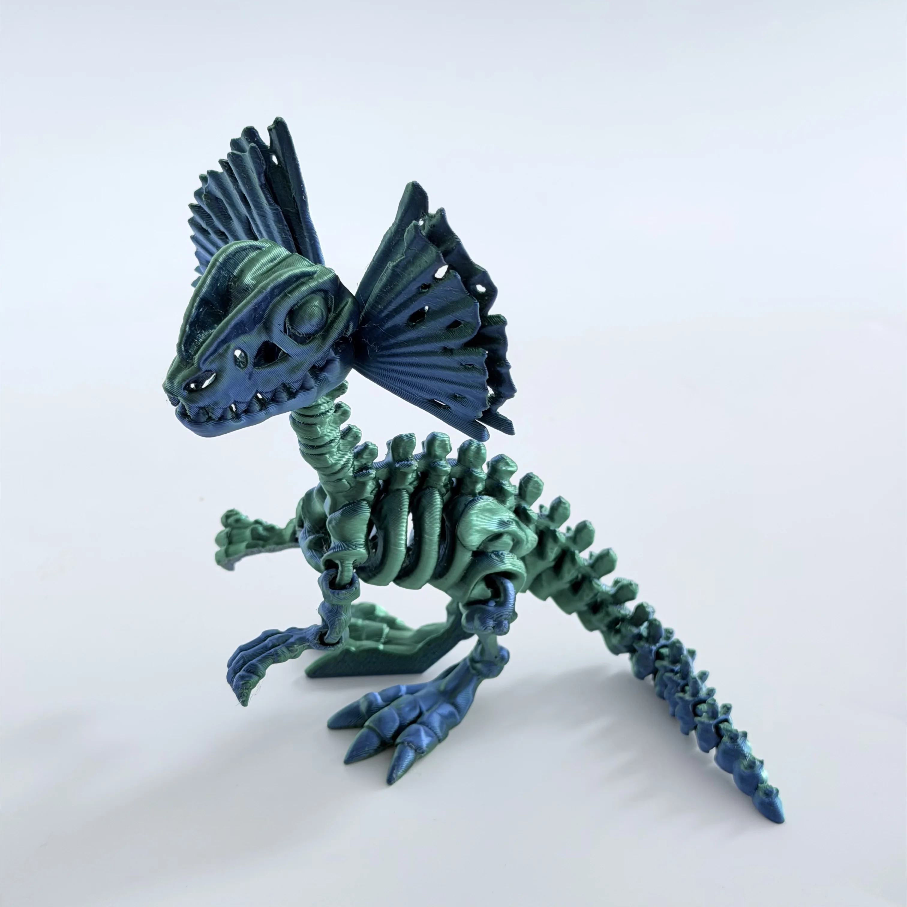 3D Printed Dilophosaurus Skeleton Figurine Mini Dinosaur Statue Desktop Home Decor