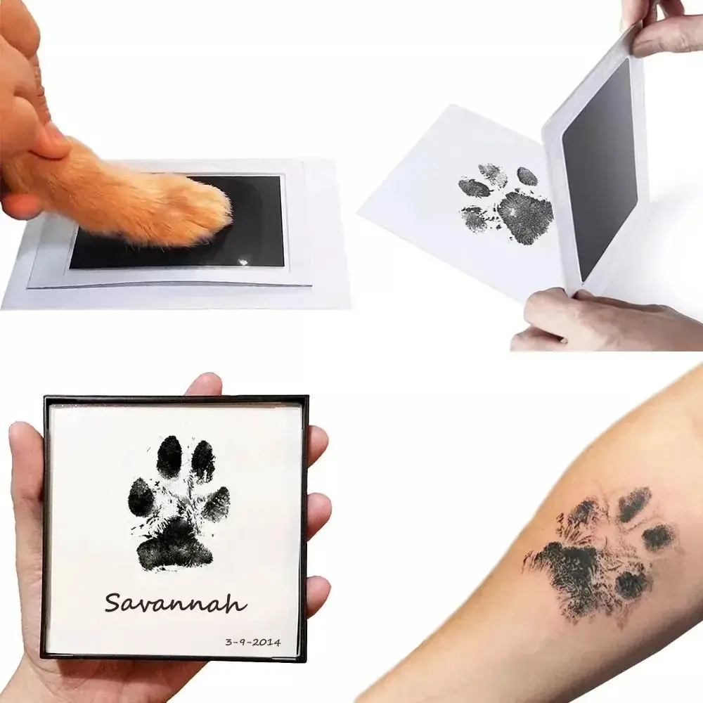 Paw Print Clean Touch Ink Pad, สุนัขหรือแมวเจ้าของสัตว์เลี้ยง Keepsake, DIY Inkless Nose และ Pawprint Impression Making Kit