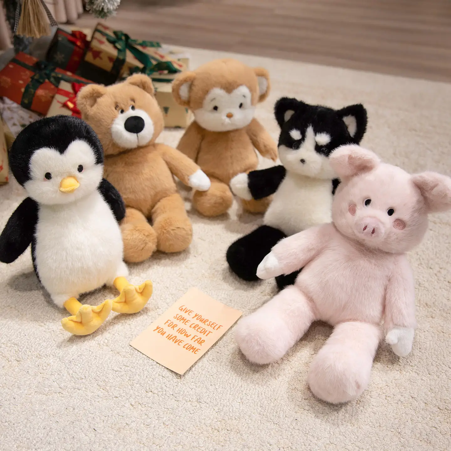 

Cartoon Girls Doll Plush Toys Stuffed Penguin Monkey Teddy Bear Husky Pig Doll Lovely Animals Pretty Birthday Gift